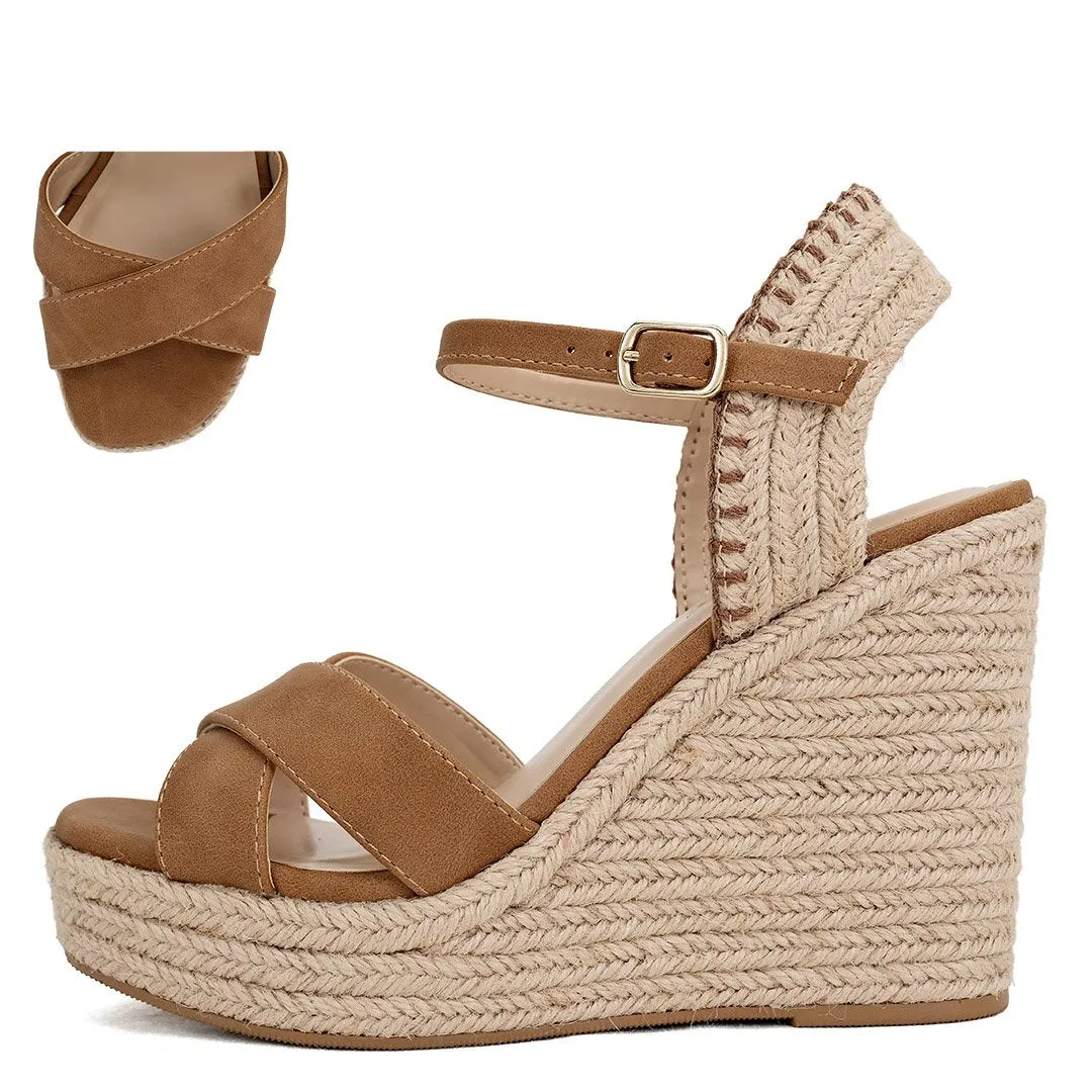 Lorita Cross Strap Espadrilled Platform Wedge Heel *FINAL SALE*
