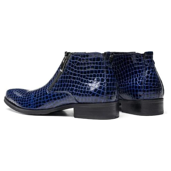 Luxe Serpent Zipper Chelsea Ankle Boots