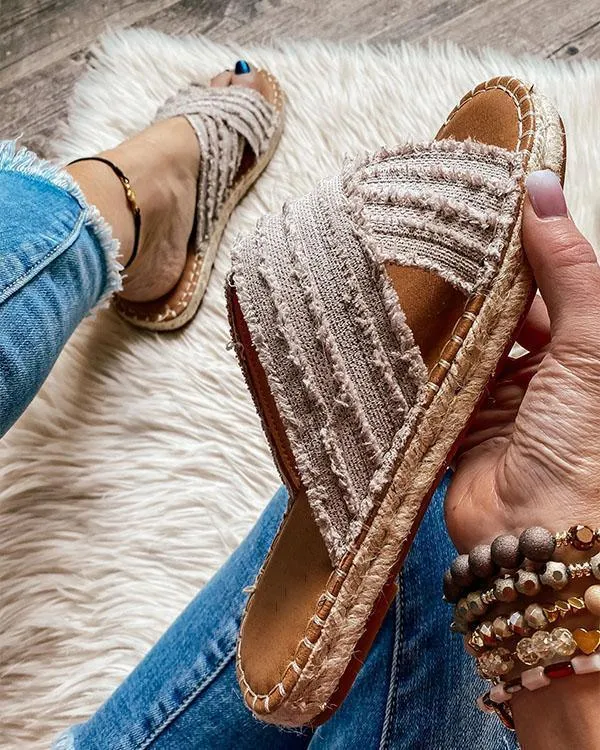 Melarey Cleo Espadrille Slides(3 Colors)