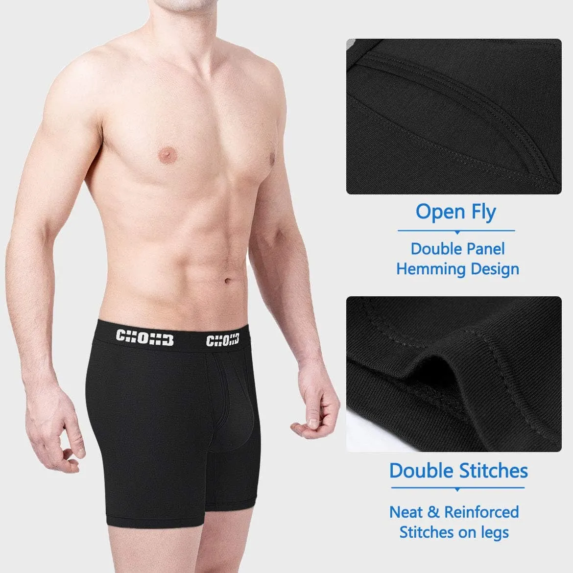 Men's Underwear Micro Modal 3 Pack Boxer Briefs Open Fly