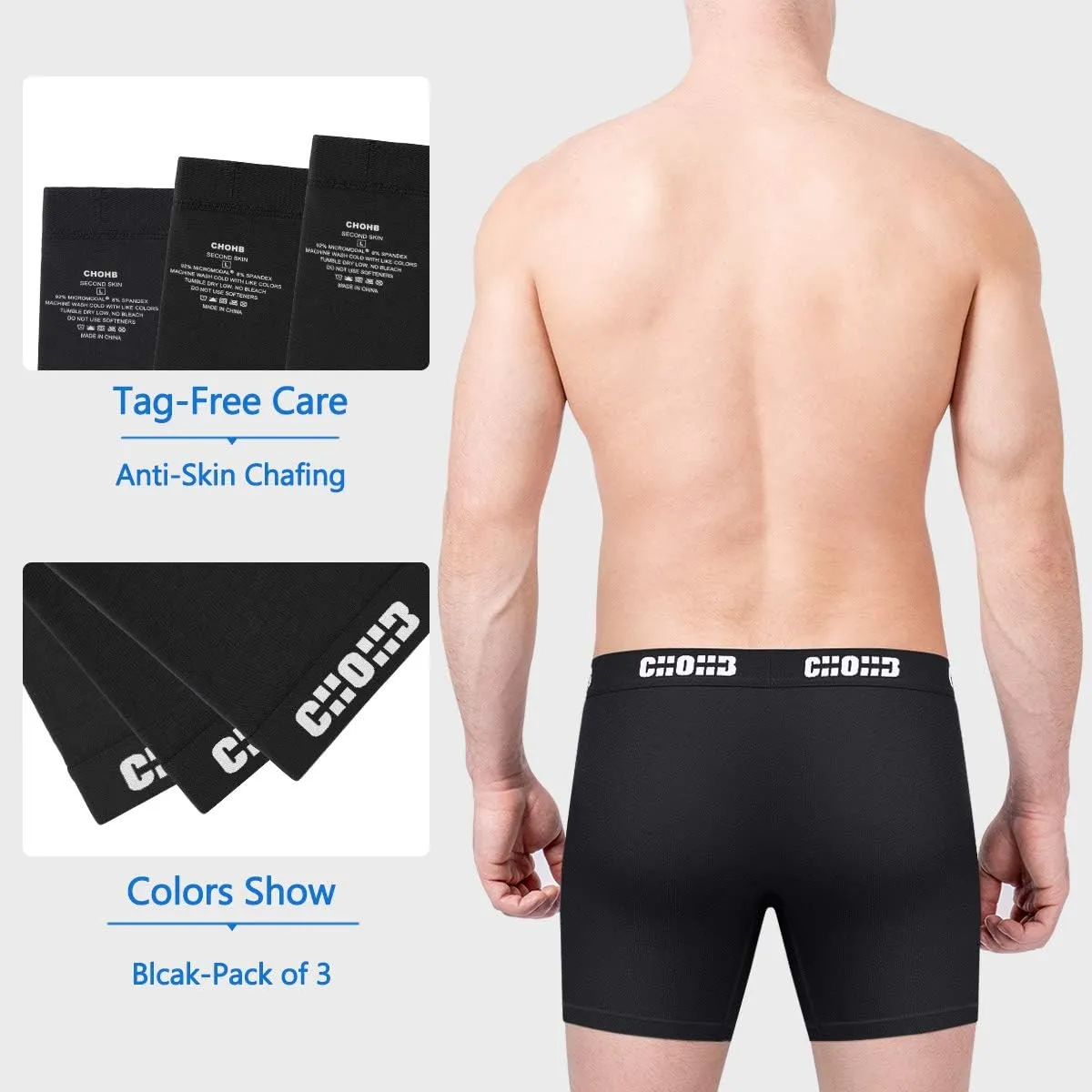 Men's Underwear Micro Modal 3 Pack Boxer Briefs Open Fly