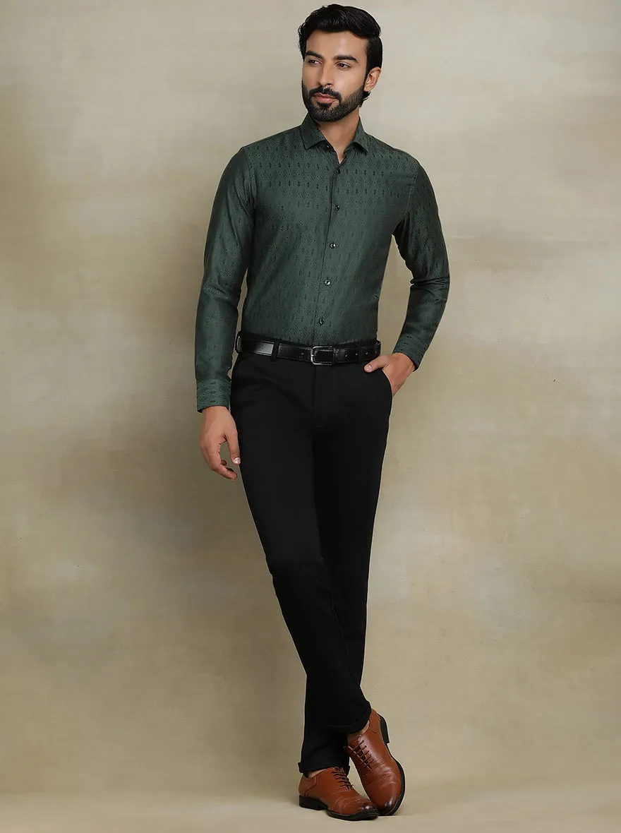 Olive Green Printed Slim fit Party Wear Shirt | Wyre