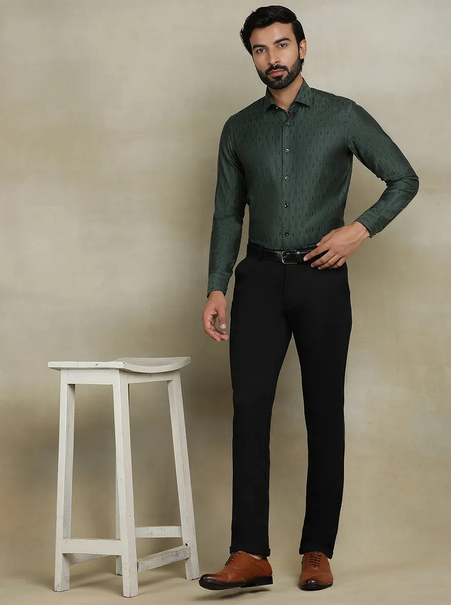 Olive Green Printed Slim fit Party Wear Shirt | Wyre