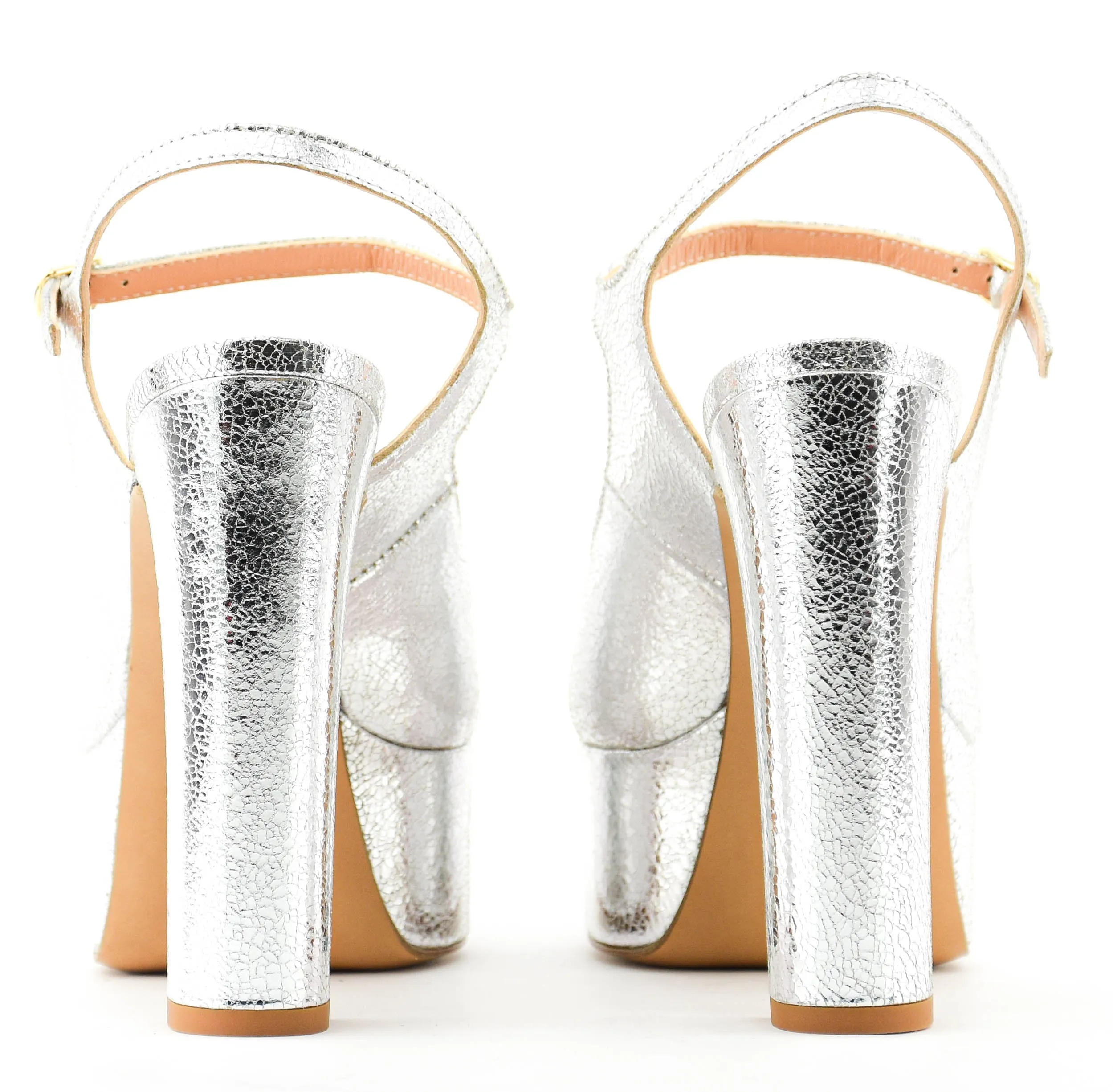 PAUL WARMER LILY PLATFORM SLINGBACK SILVER