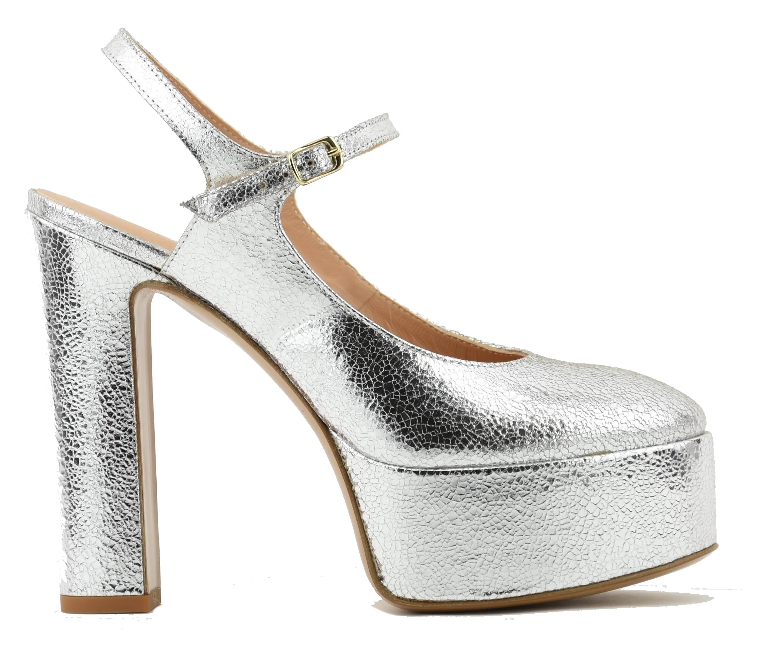 PAUL WARMER LILY PLATFORM SLINGBACK SILVER
