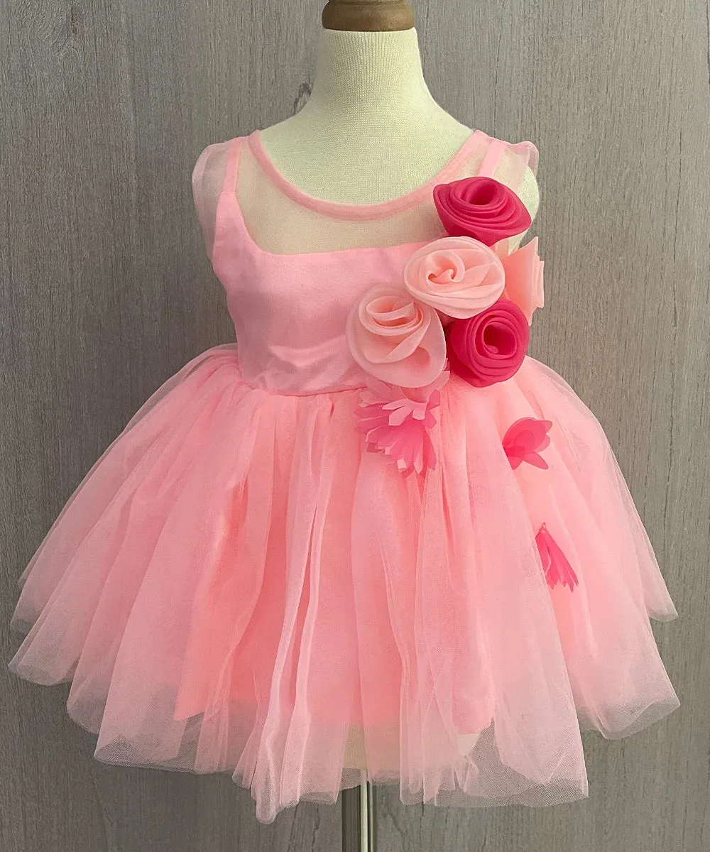 Peach Colored Party Wear Frock