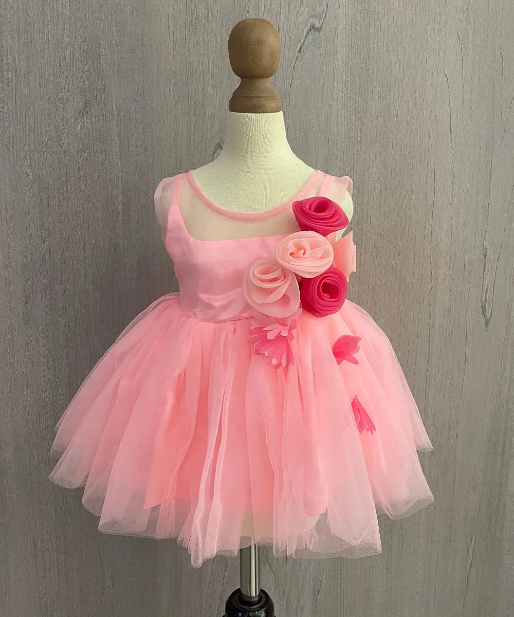 Peach Colored Party Wear Frock