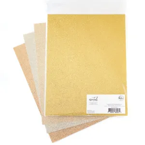Pinkfresh Studio Essentials Glitter Cardstock 8.5"X12" 12/pk Metallics, 3 of each colour