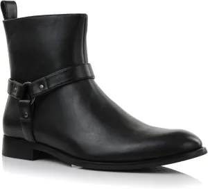 Polar Fox Mens Casual Engineer Zipper and Buckle Motorcycle Boots