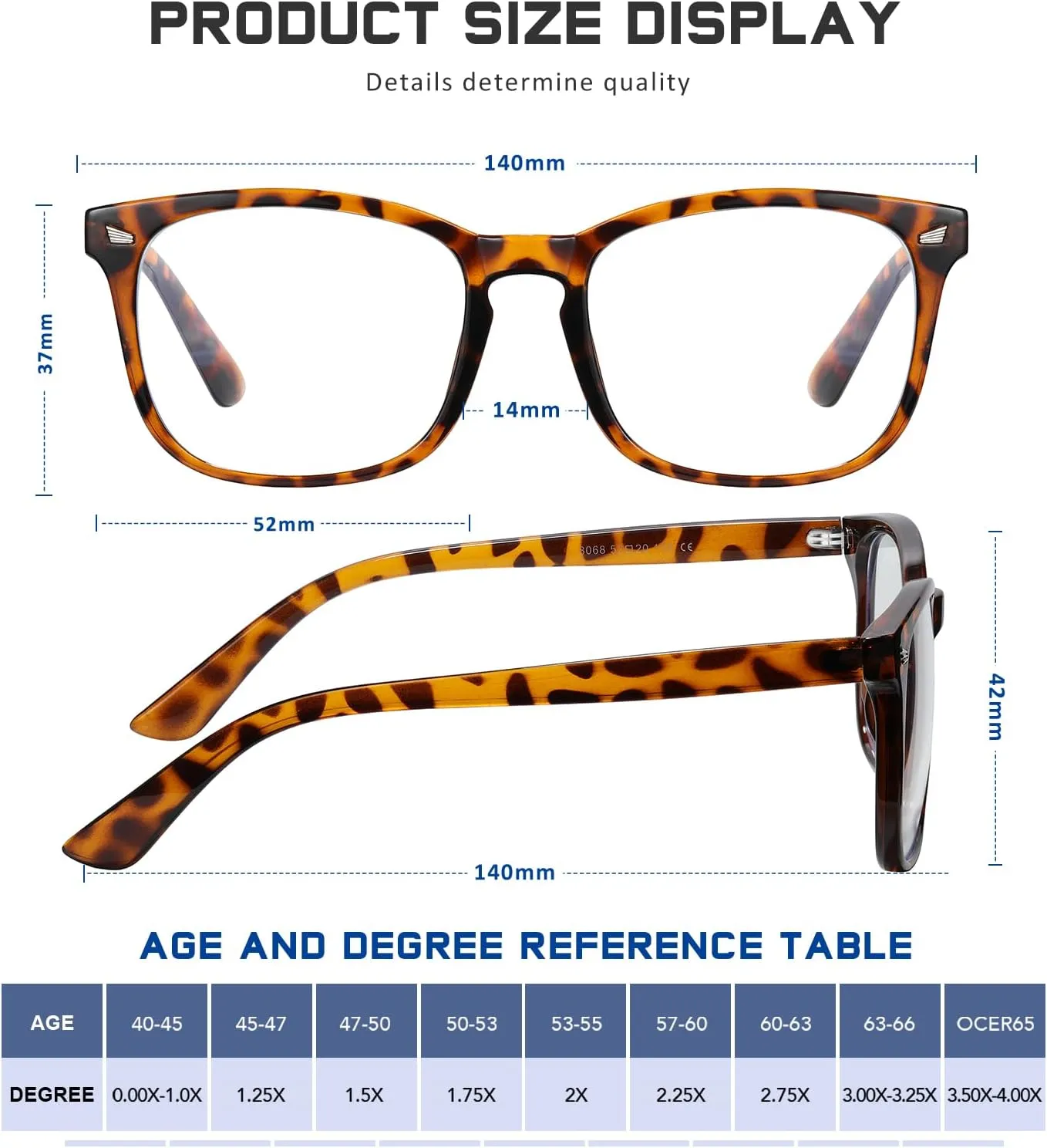Reading Glasses for Women Men - Anti Glare Blue Light Blocking Glasses,Sturdy Eyeglasses