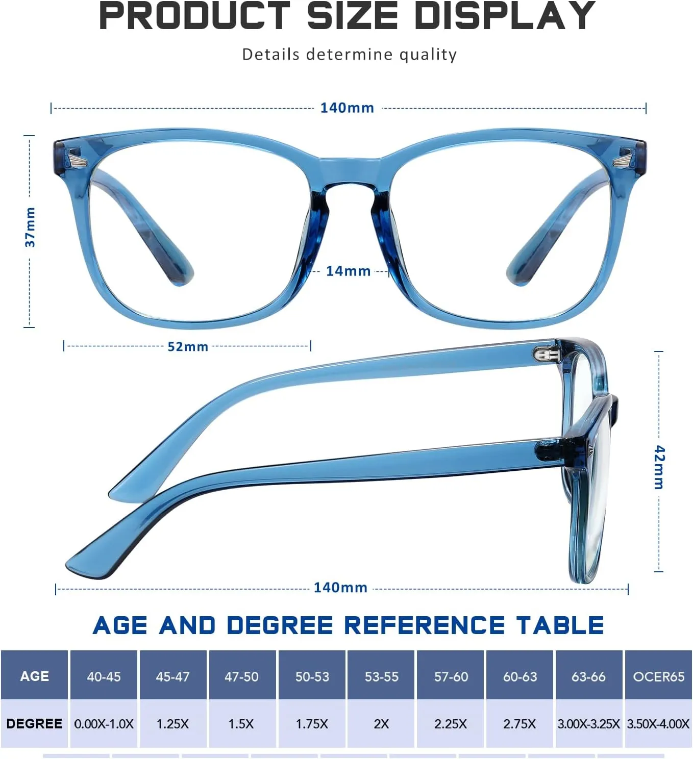 Reading Glasses for Women Men - Anti Glare Blue Light Blocking Glasses,Sturdy Eyeglasses