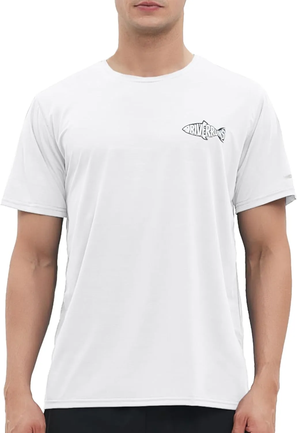 Riverruns Fishing Shirt for Men Short Sleeve UPF 50  Sun Protection Swim T-Shirt Rash Guard Water Beach Tee