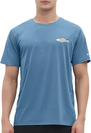 Riverruns Fishing Shirt for Men Short Sleeve UPF 50  Sun Protection Swim T-Shirt Rash Guard Water Beach Tee