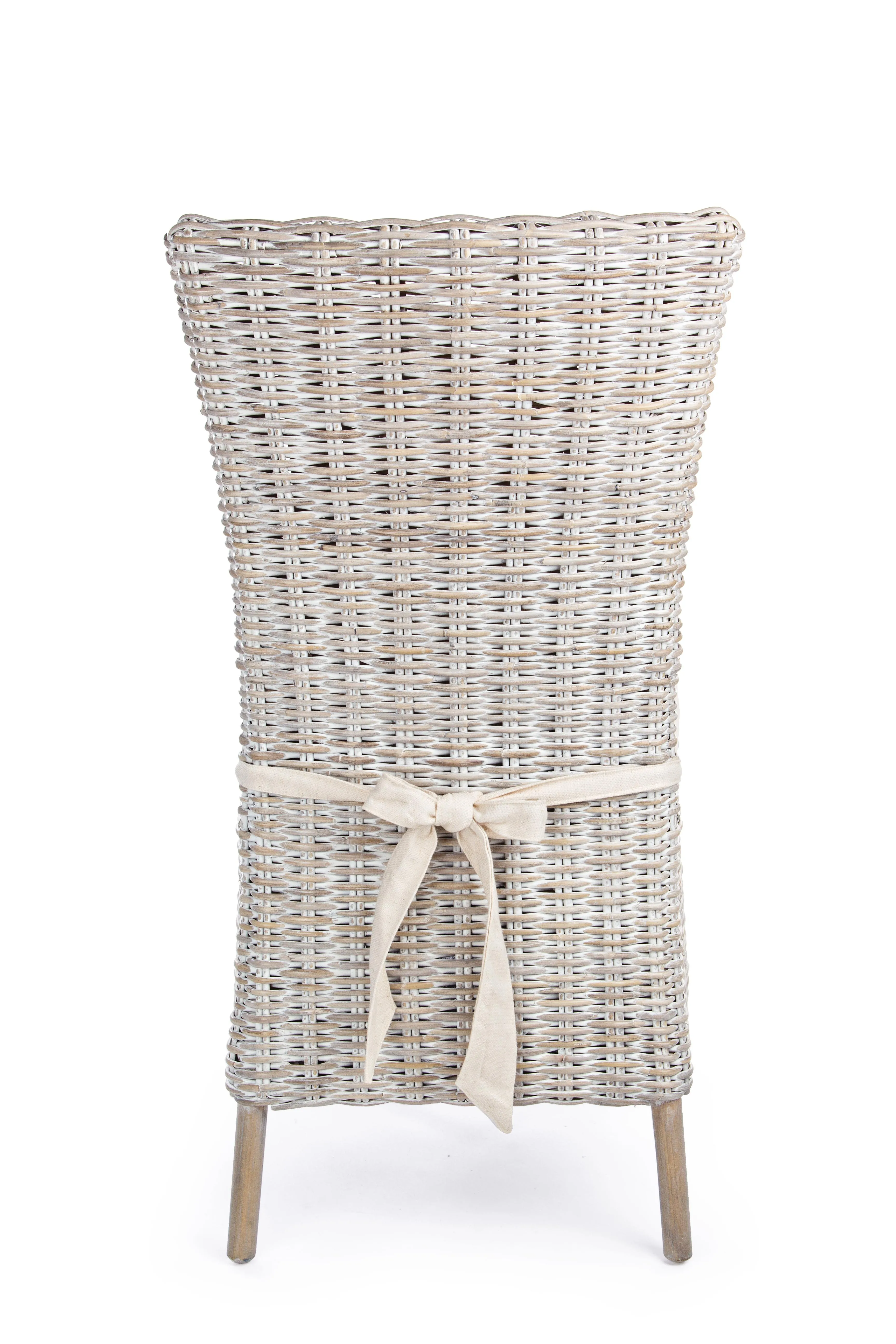 Sedia rattan Shabby chic vintage bianco antico intreccio fine in Kubu