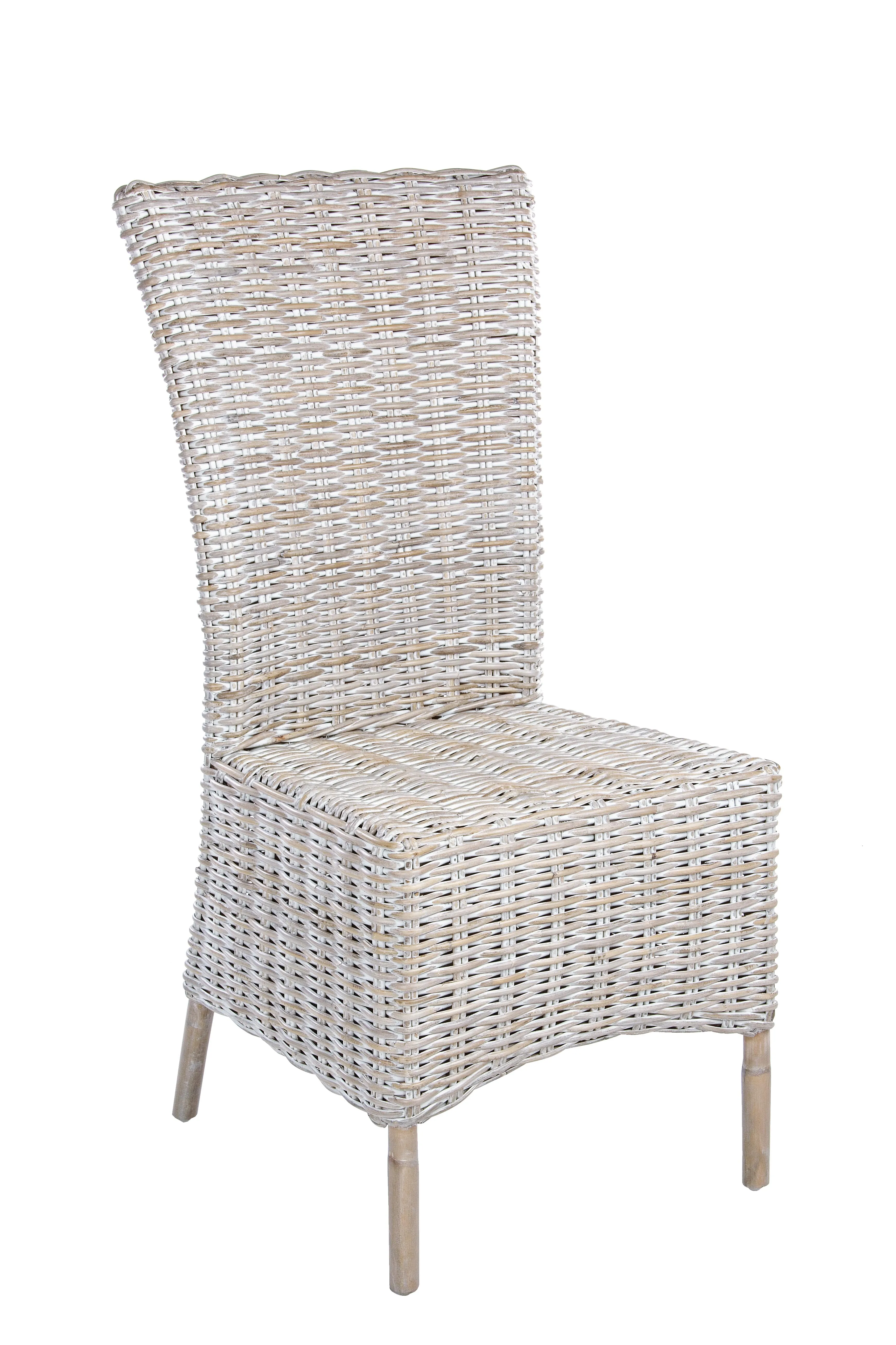 Sedia rattan Shabby chic vintage bianco antico intreccio fine in Kubu