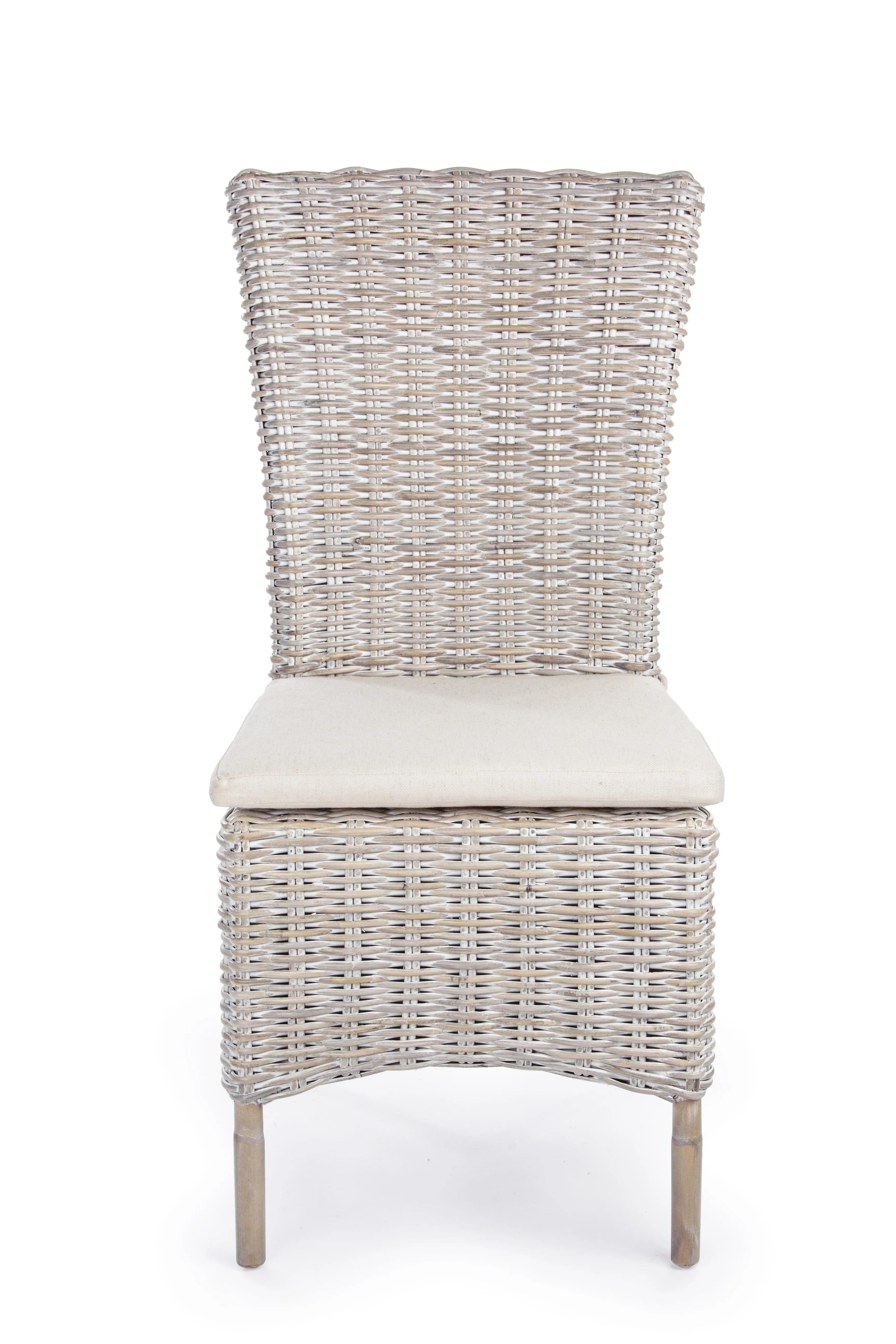 Sedia rattan Shabby chic vintage bianco antico intreccio fine in Kubu
