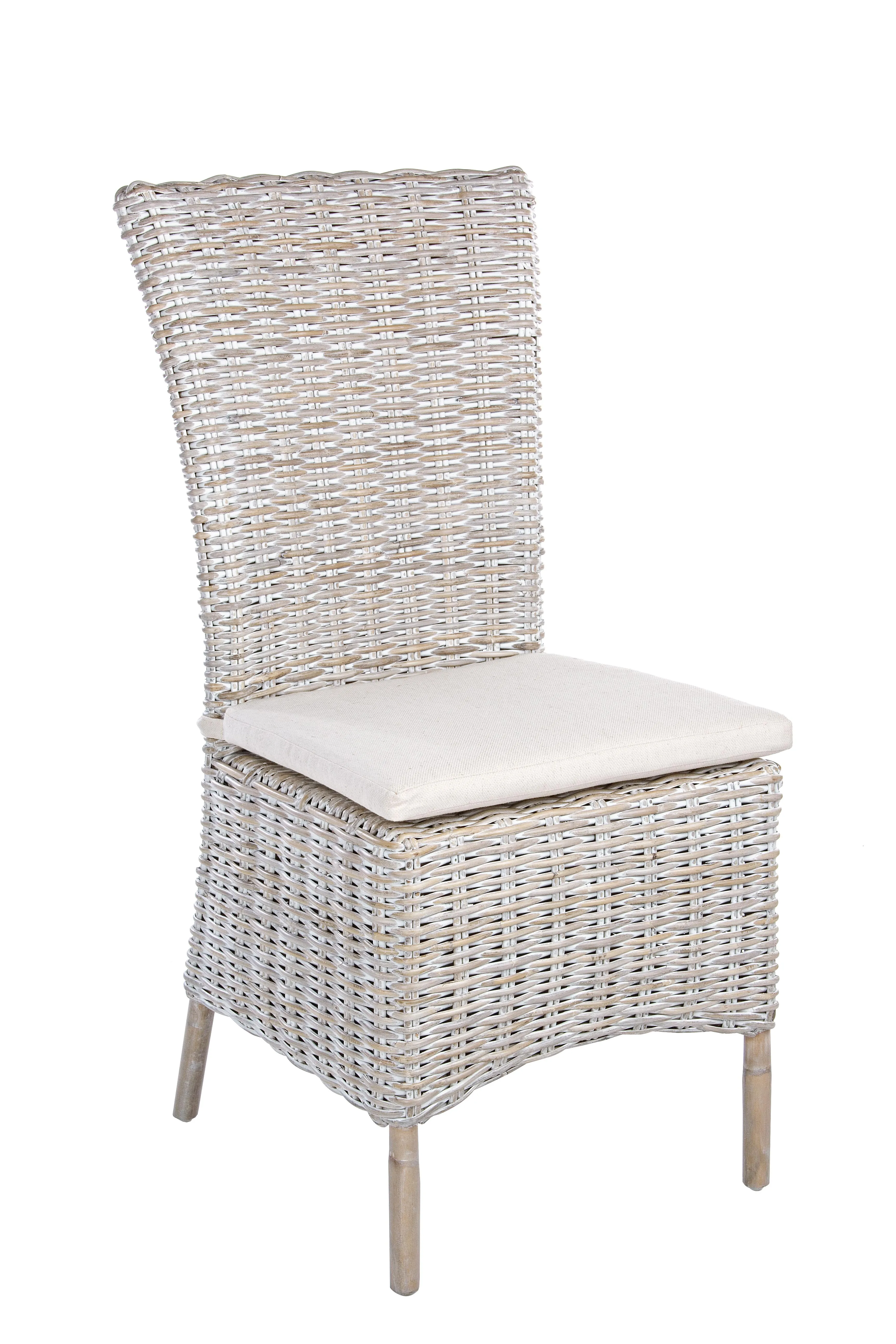 Sedia rattan Shabby chic vintage bianco antico intreccio fine in Kubu