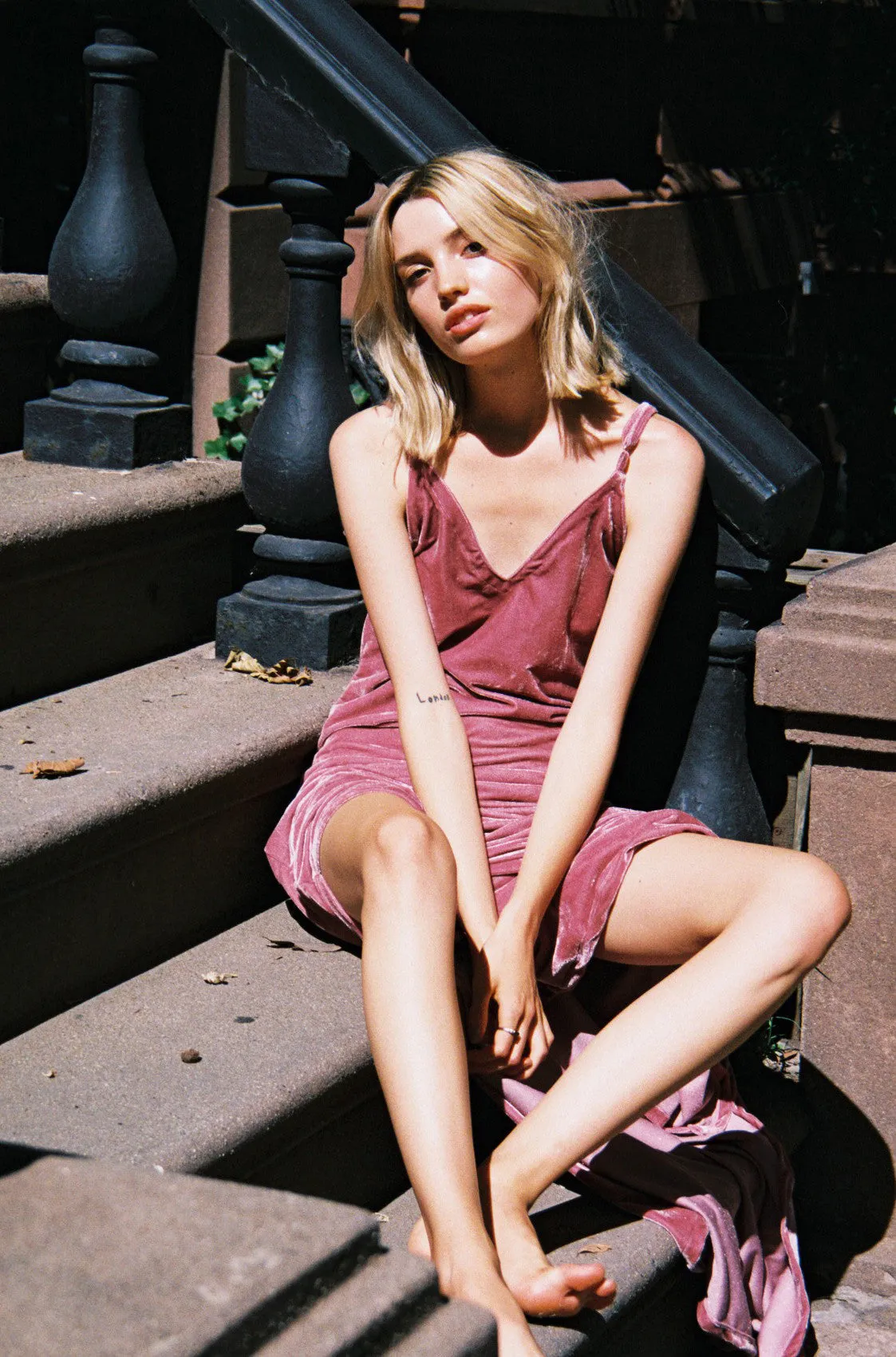 Sister Moon Velvet Slip Dress (Dusty Pink)