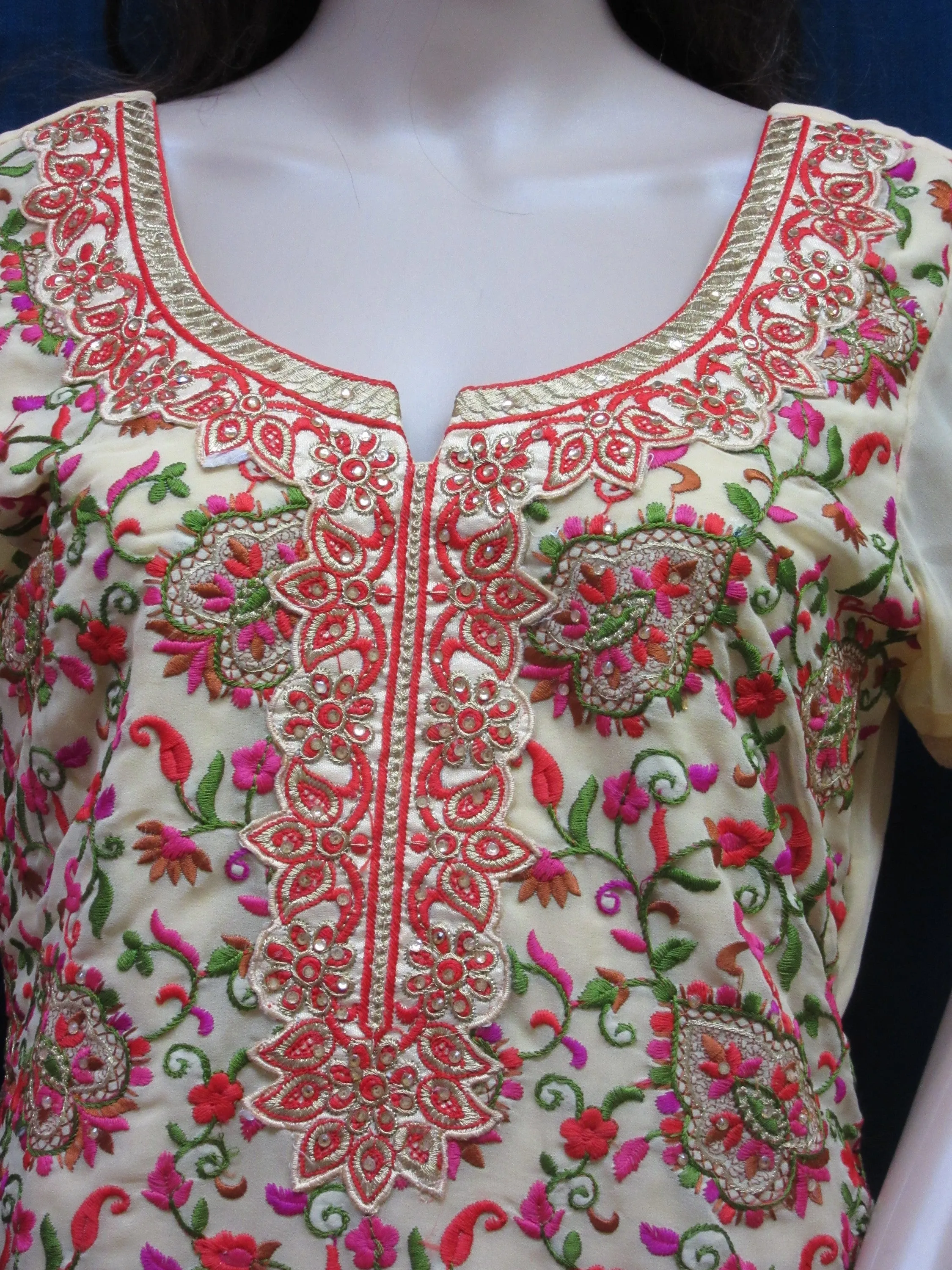 Suit 7953 Gold Red Embroidered Patyala Salwar Kameez Dupatta Shieno Sarees