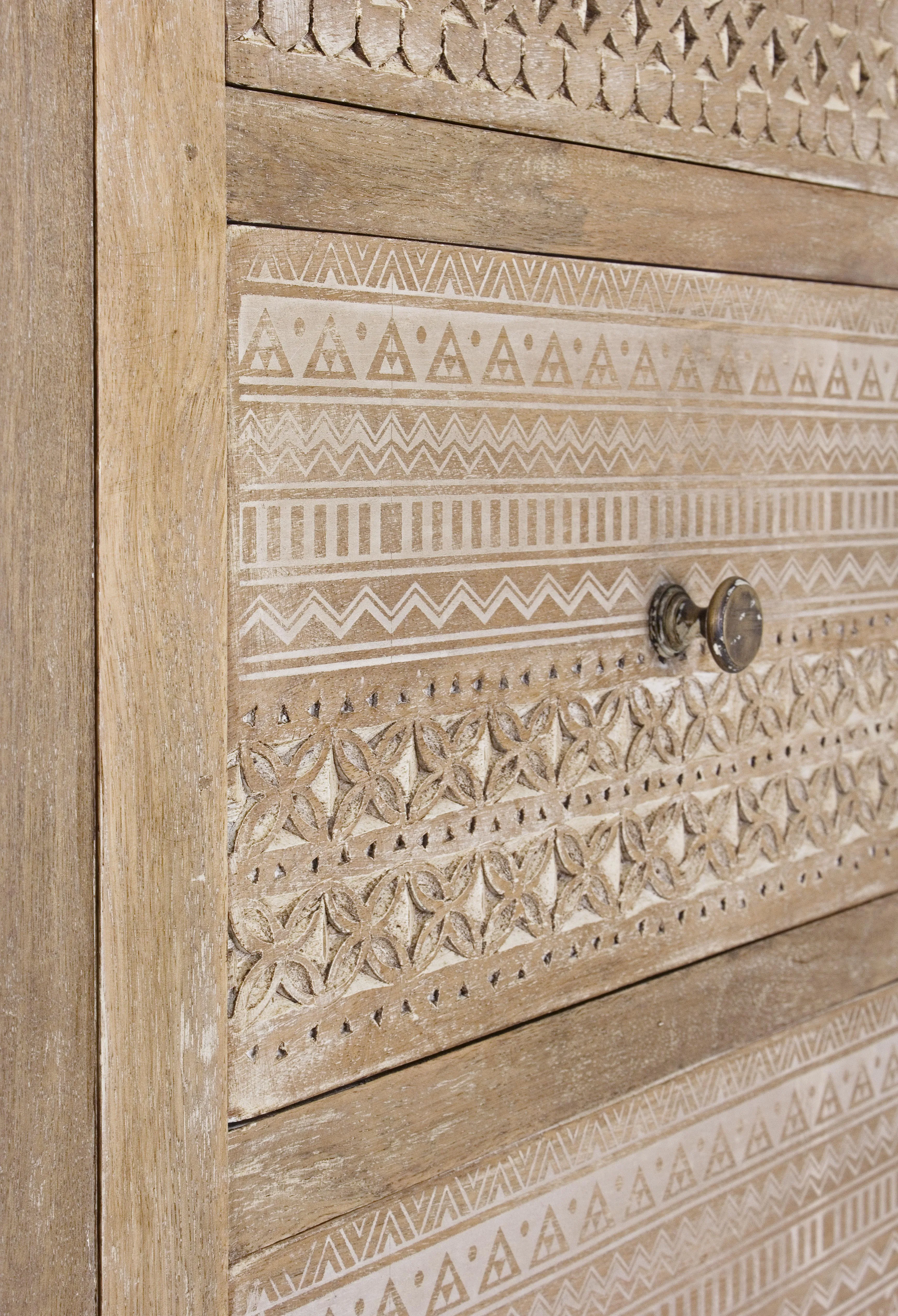 Vetrina dispensa etnica shabby chic 4 ante 6 cassetti