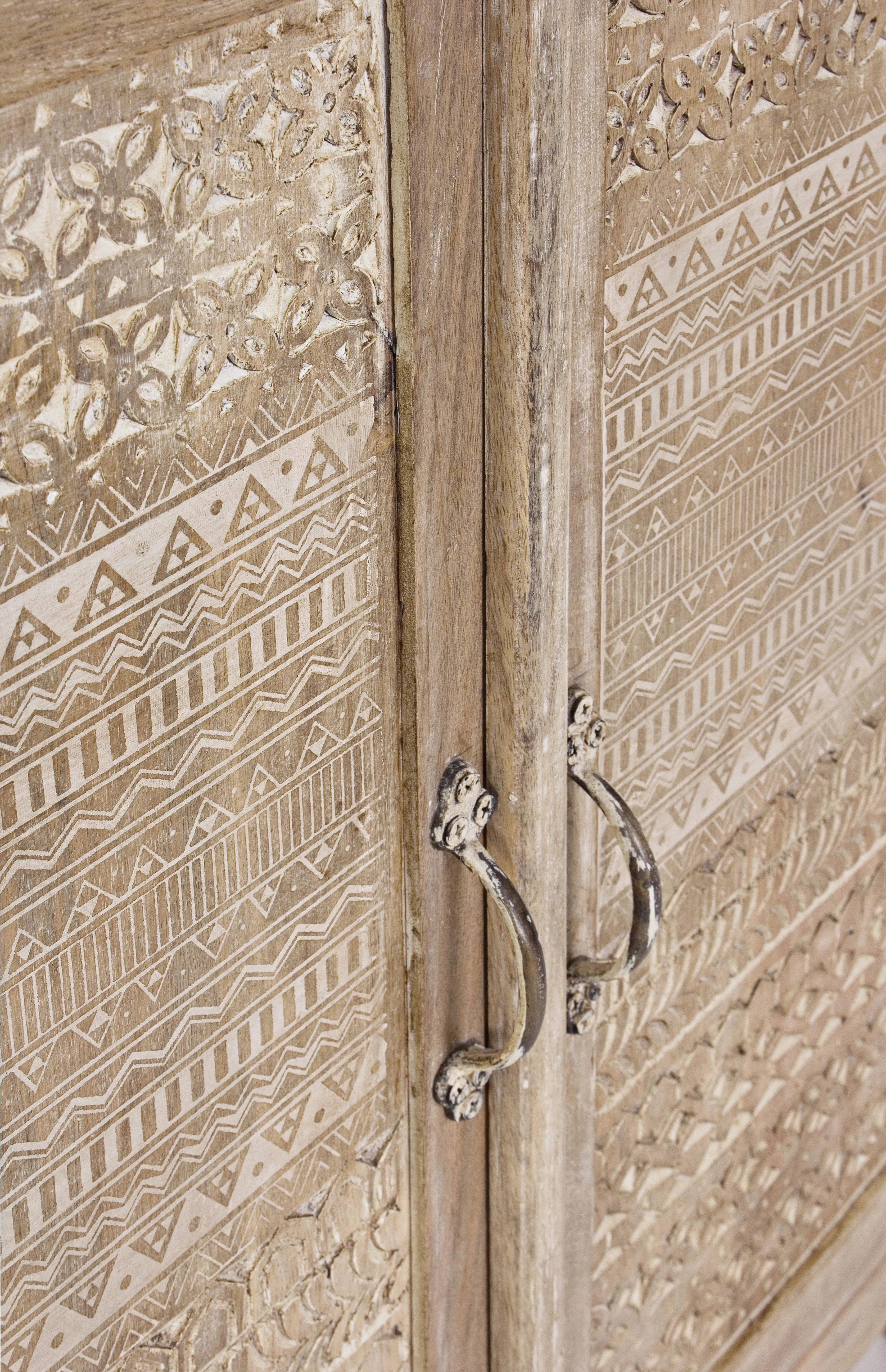 Vetrina dispensa etnica shabby chic 4 ante 6 cassetti