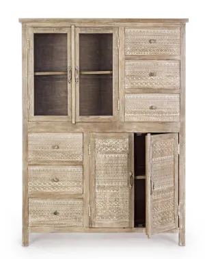 Vetrina dispensa etnica shabby chic 4 ante 6 cassetti
