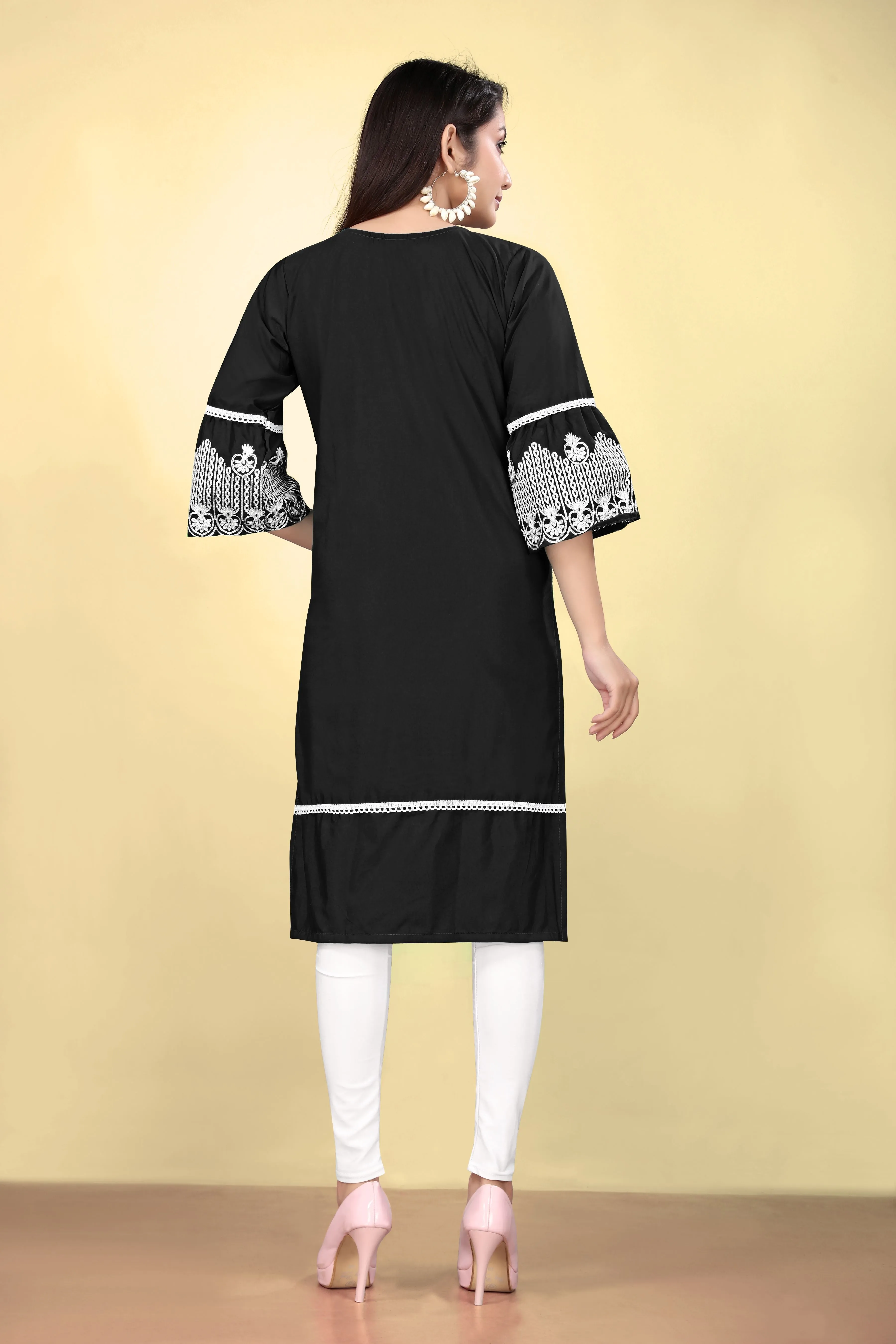 Women Party Wear Embroidery Worked Cotton Kurti