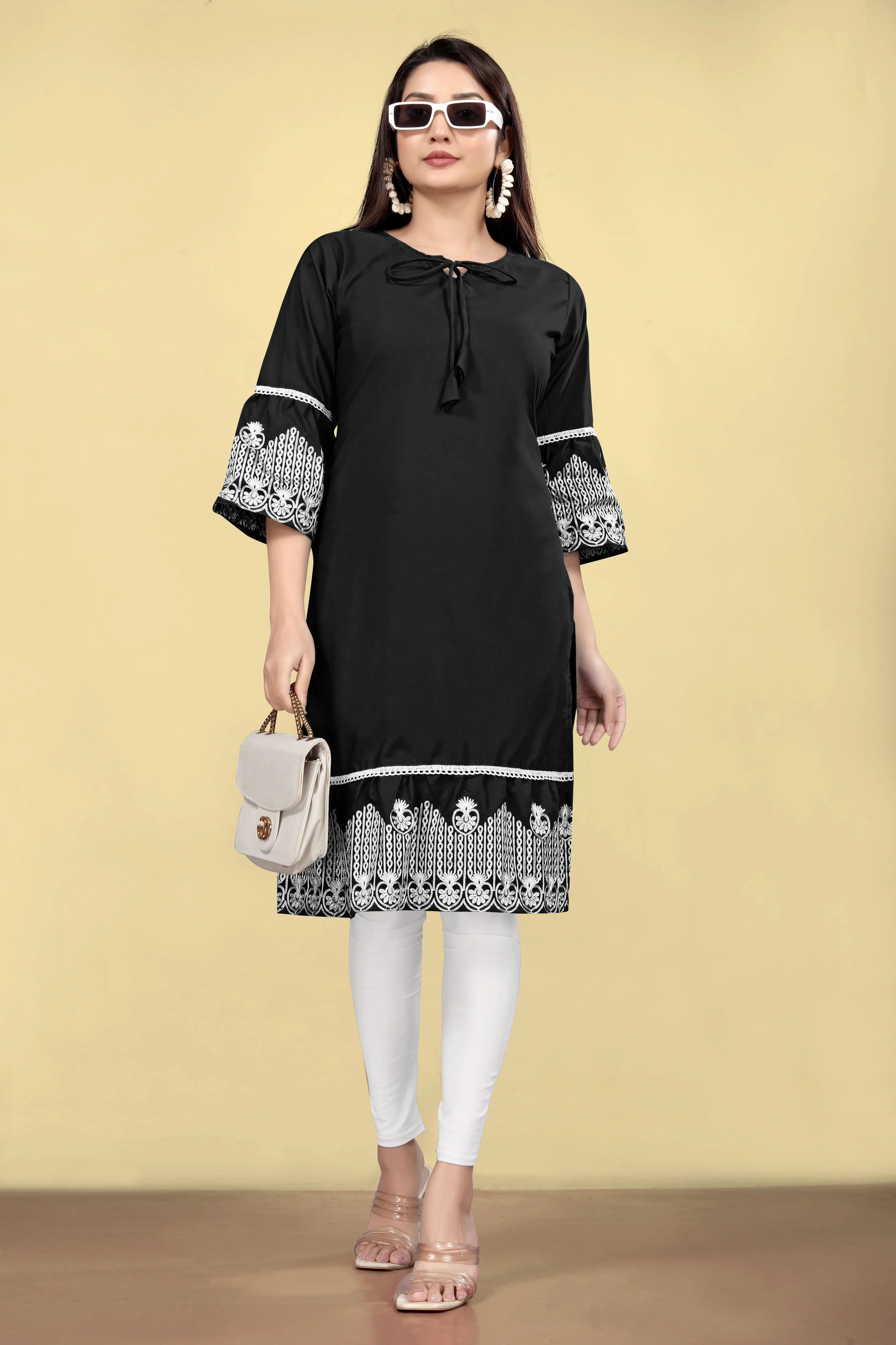 Women Party Wear Embroidery Worked Cotton Kurti
