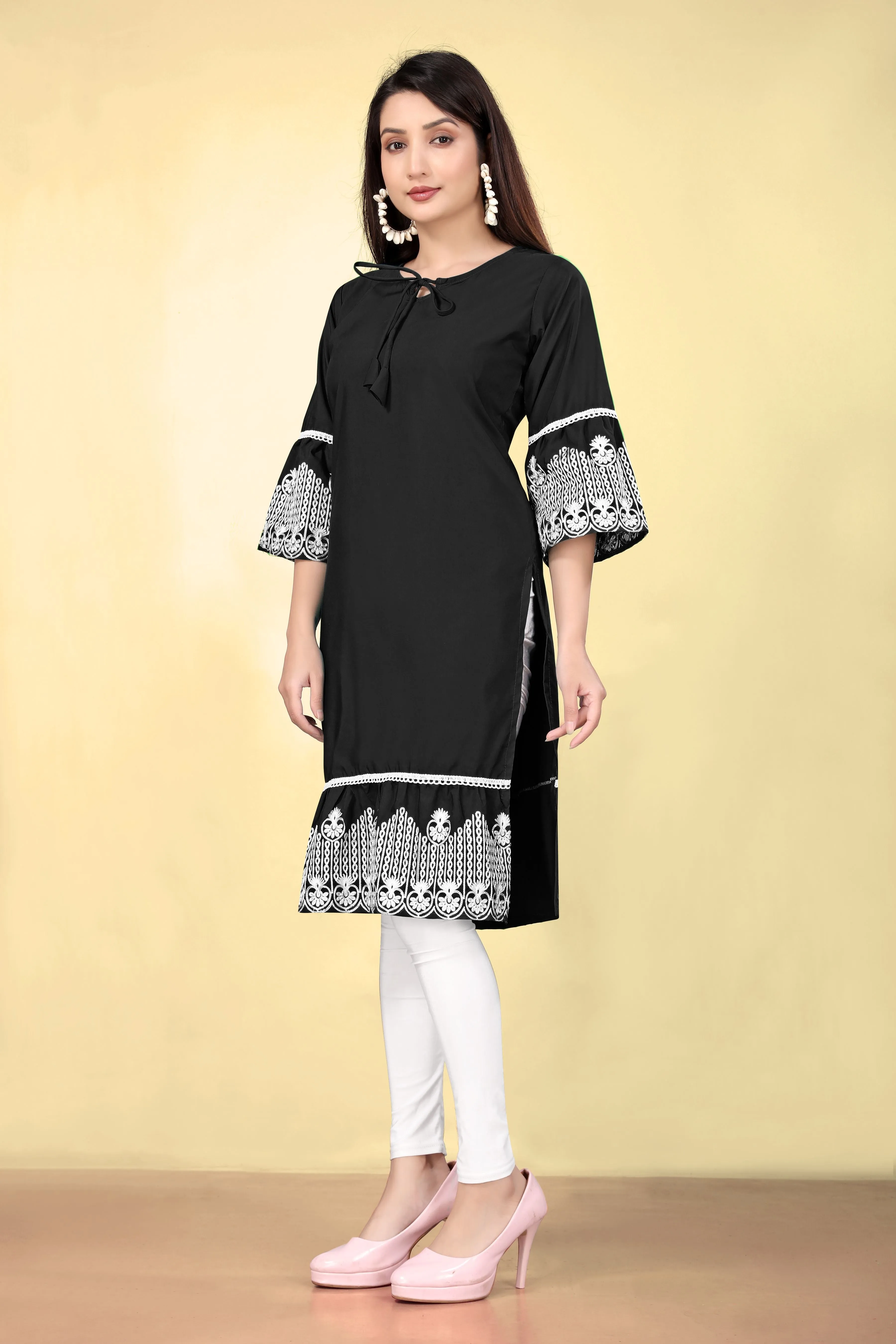Women Party Wear Embroidery Worked Cotton Kurti