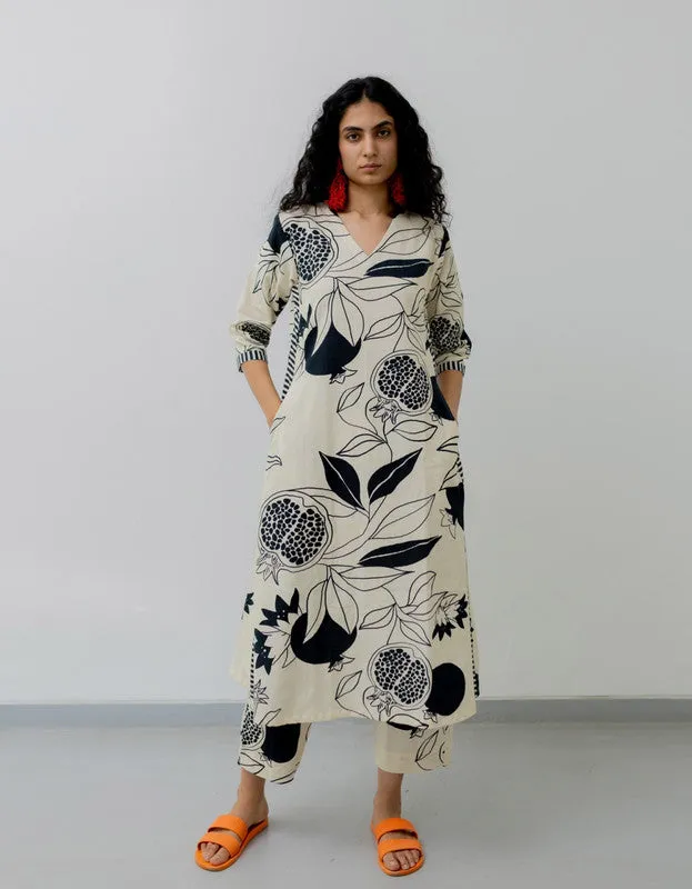 Women's Viscose Floral Printed Straight Kurta Set With Palazzo