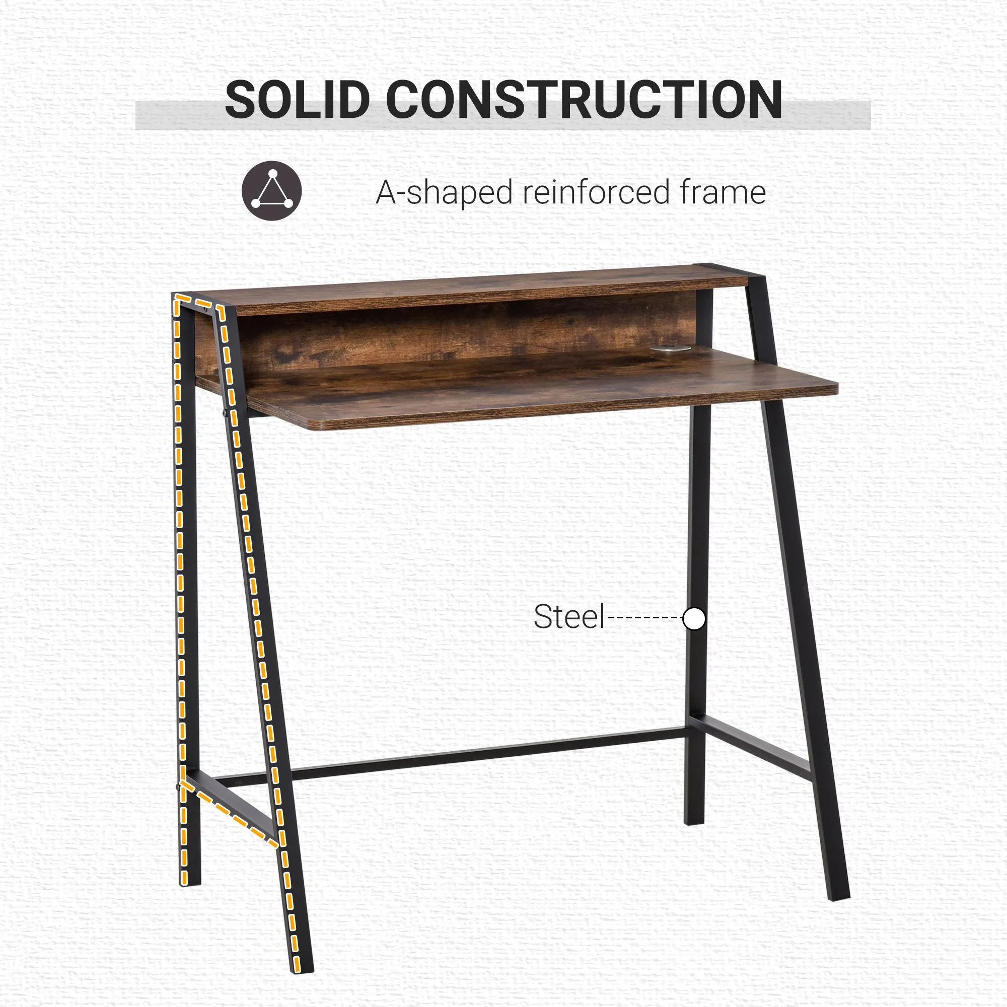Writing Desk Computer Table Home Office PC Laptop Workstation Storage Shelf Color Rustic Brown