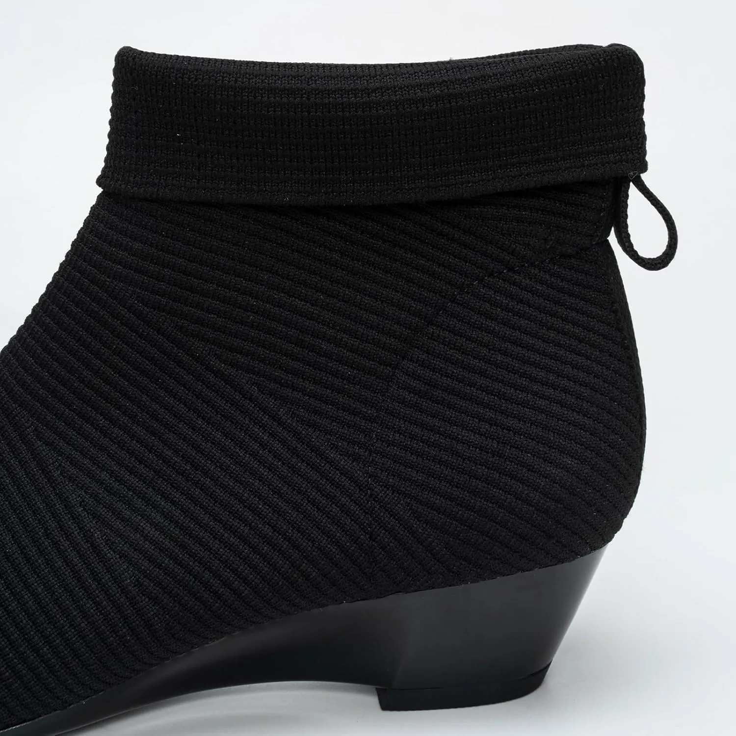 youngshow Womens Booties Comfortable Knitted Low Heel Boots For Women Ankle Booties Pointed Toe Slip On Fall Winter Ladies Dress Shoes