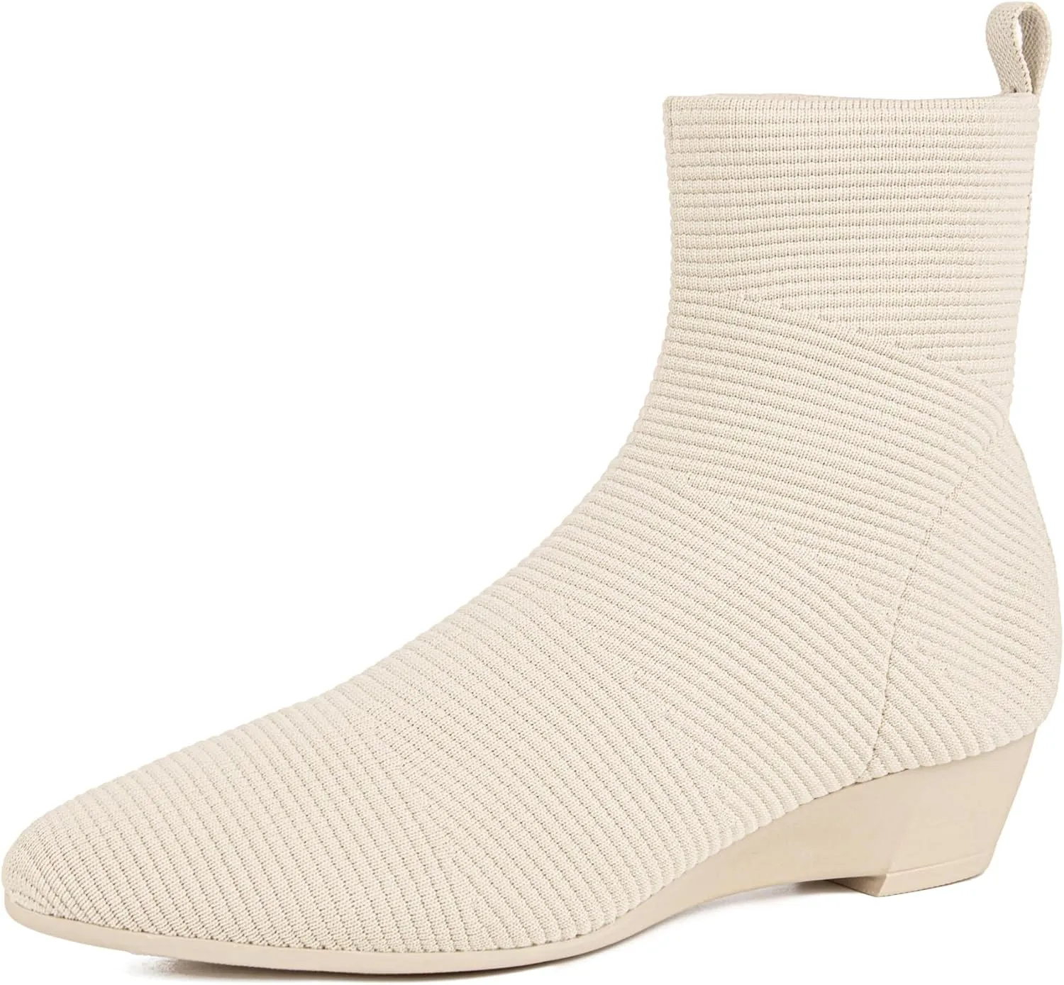 youngshow Womens Booties Comfortable Knitted Low Heel Boots For Women Ankle Booties Pointed Toe Slip On Fall Winter Ladies Dress Shoes